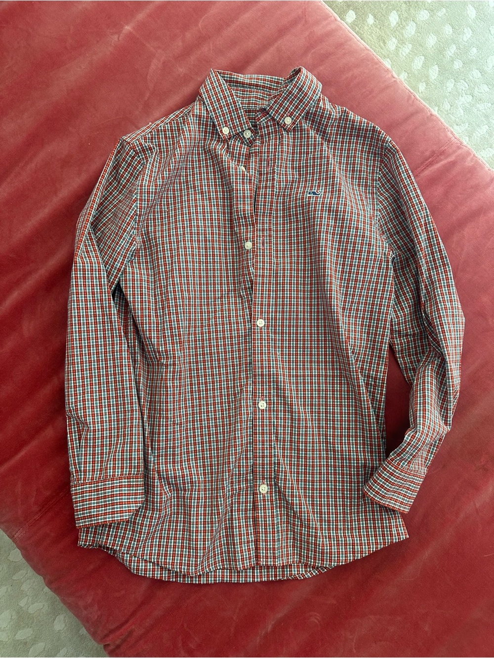 Vineyard Vines Red Plaid Button-Down Shirt - Boys